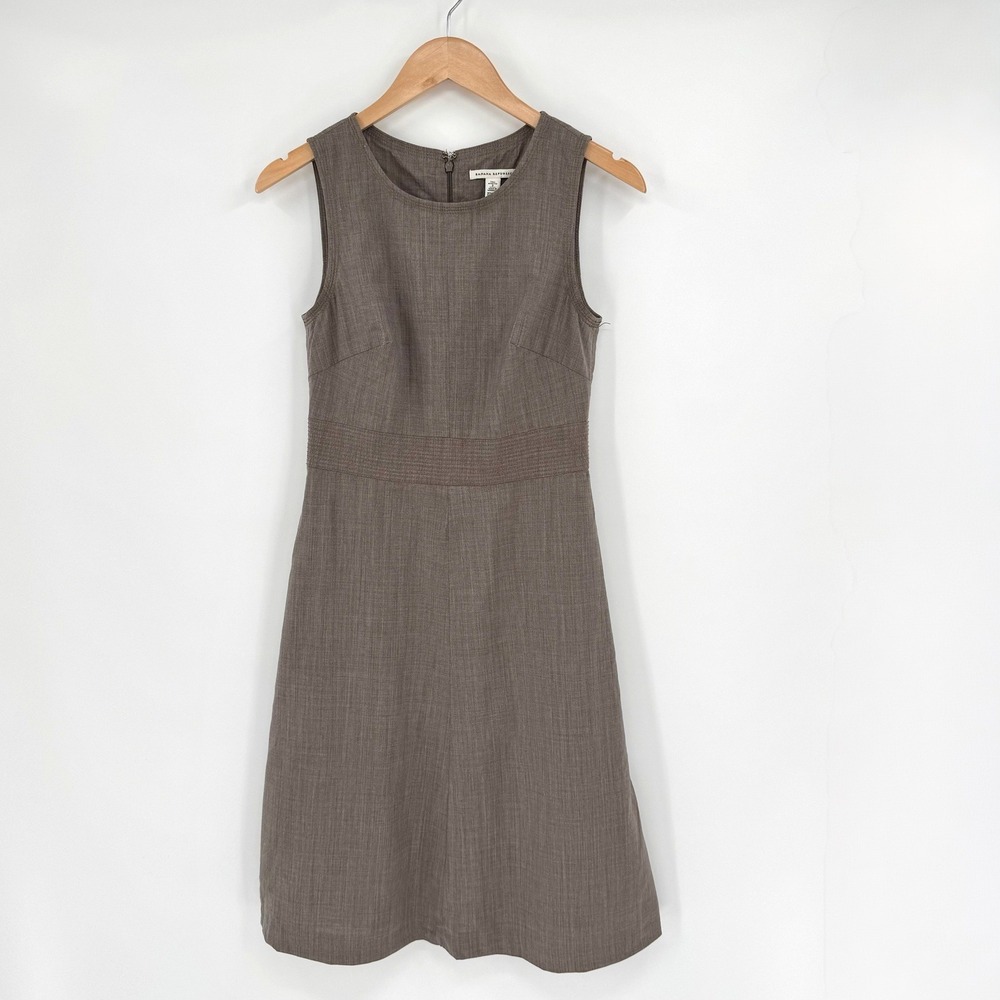 Banana Republic Womens Size 2 Tall Brown Stretch Wool Sleeveless Sheath Dress